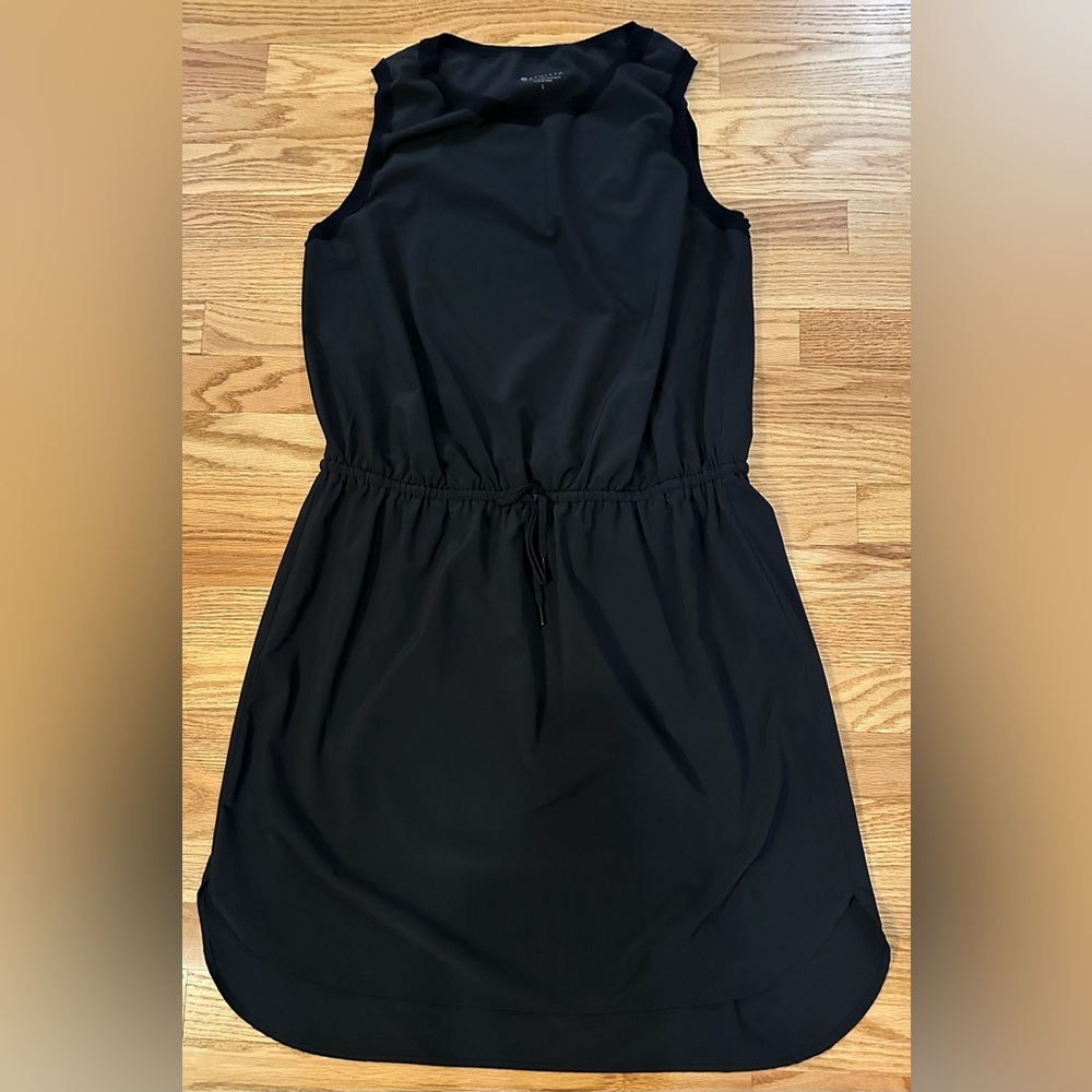 Athleta Black Sleeveless Drawstring Waist Dress